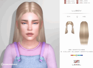 Sims 4 Kids Hair Folder in pastel tones with playful child-themed graphics and bold text for mod organization.