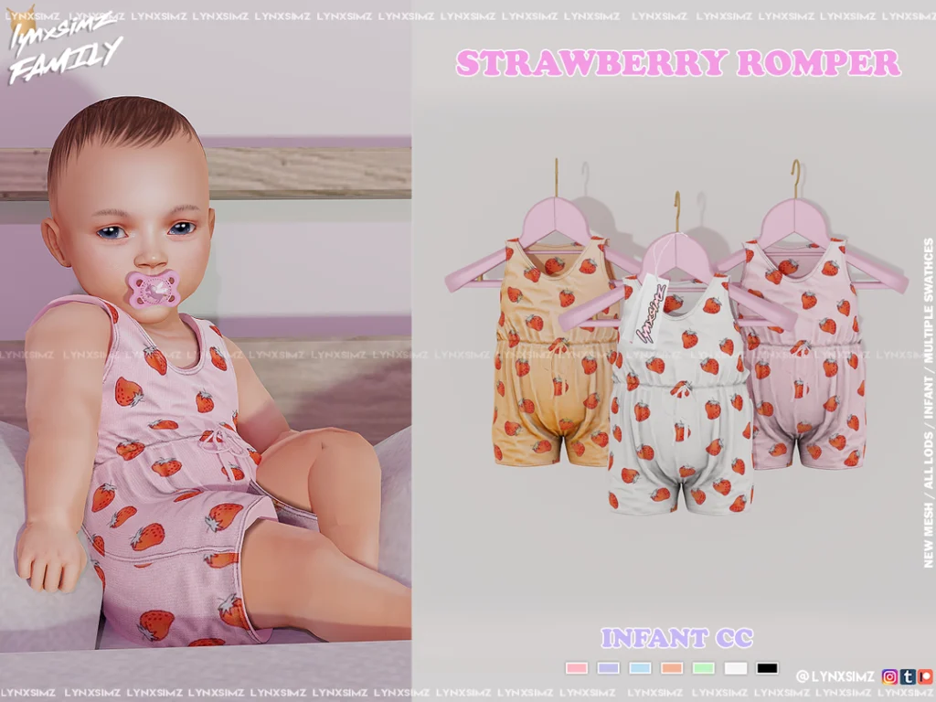 Sims 4 infant wearing a pastel romper with matching hat