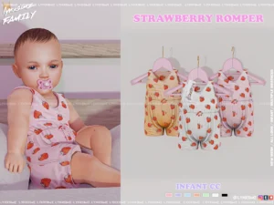 Sims 4 infant wearing a pastel romper with matching hat