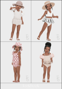 Toddler Sim wearing a summer outfit with sunglasses and a floppy hat