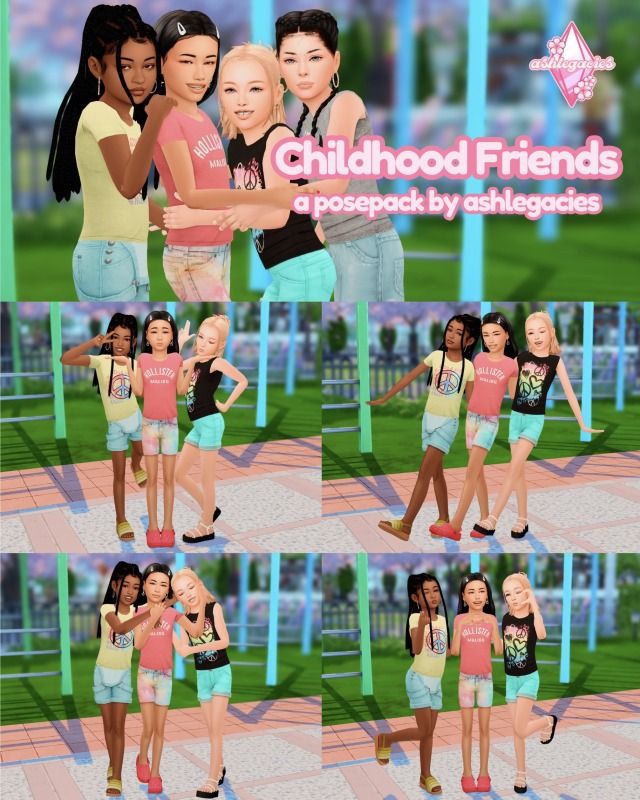 Sims 4 childhood friends pose pack
