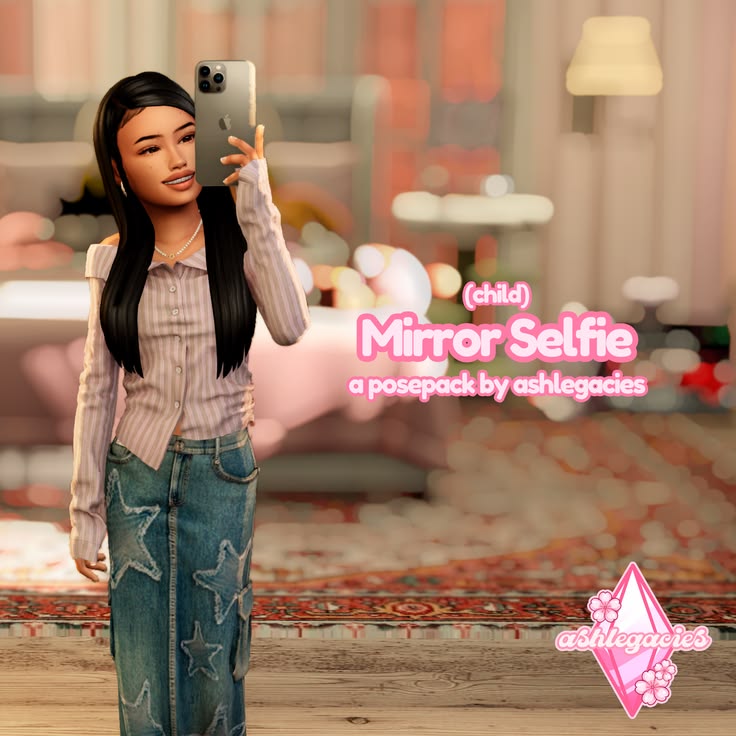 Sims 4 child mirror selfie pose pack