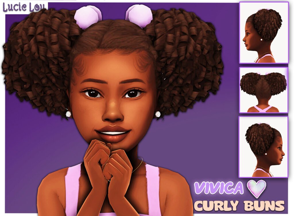 Lucie Lou Vivica Curly Buns Sims 4 Kids Hair CC