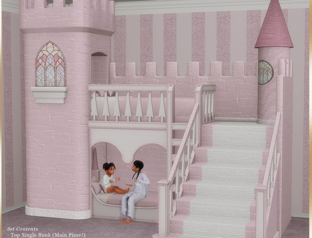 PlatinumLuxeSims Castle Dreams Child and Toddler Bunkbed Sims 4 CC
