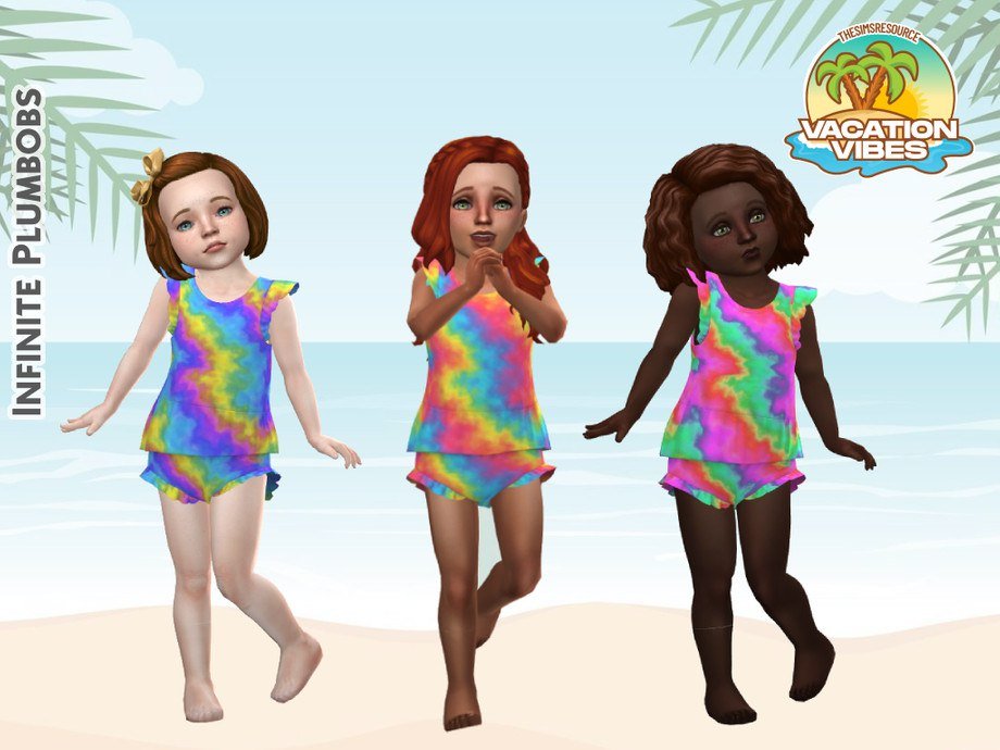 Infinite Plumbobs Vacation Vibes Toddler Tie Dye Romper Sims 4 CC