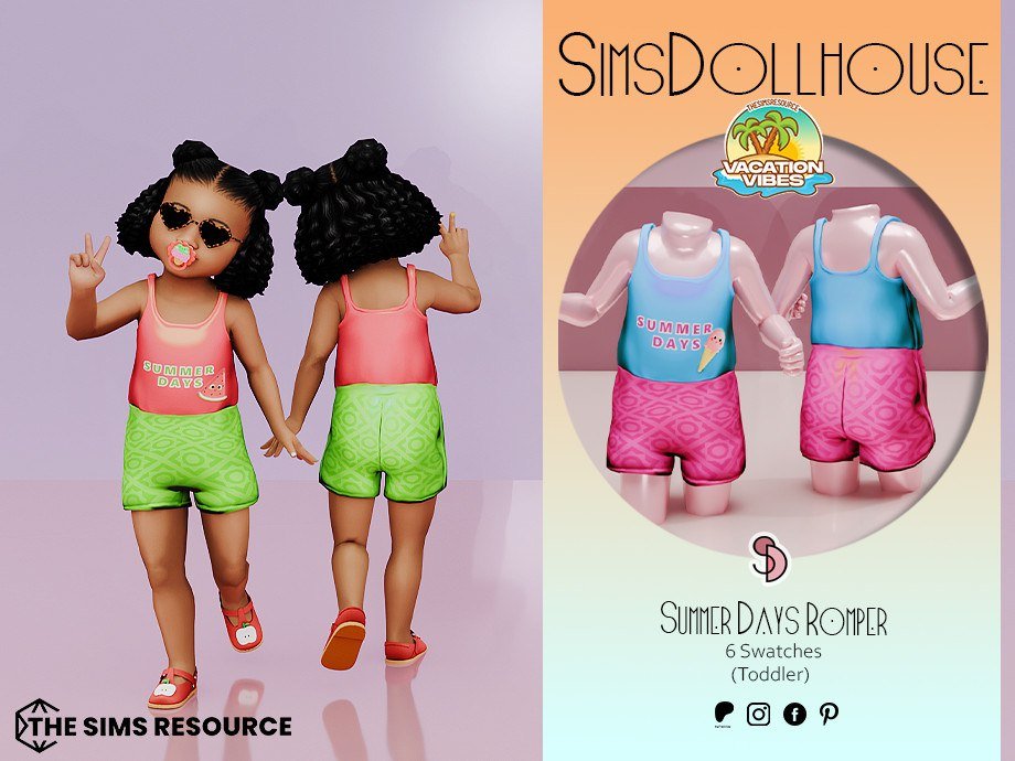 SimsDollHouse Vacation Vibes Summer Days Romper Toddler Sims 4 CC