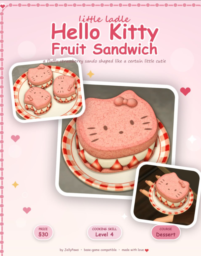 JellyPaws Little Ladle Kitty Fruit Sandwich Sims 4 Kids Food CC