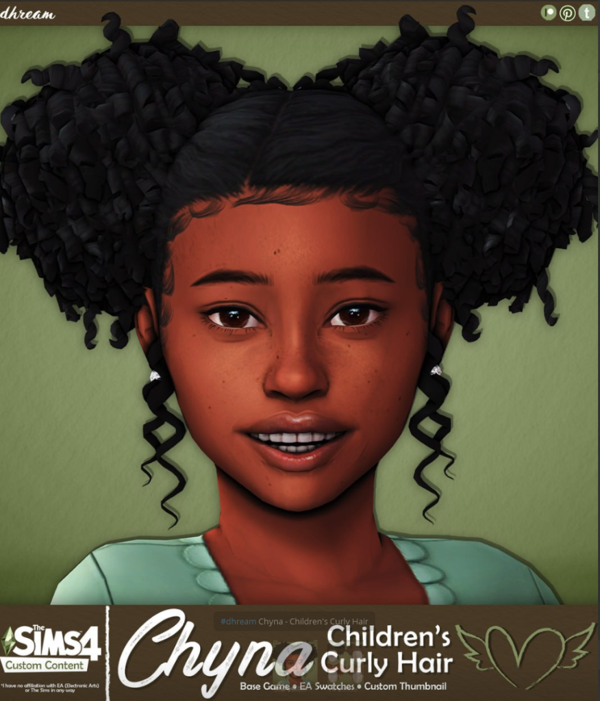 Dhream Chyna Children's Curly Hair Sims 4 Kids CC