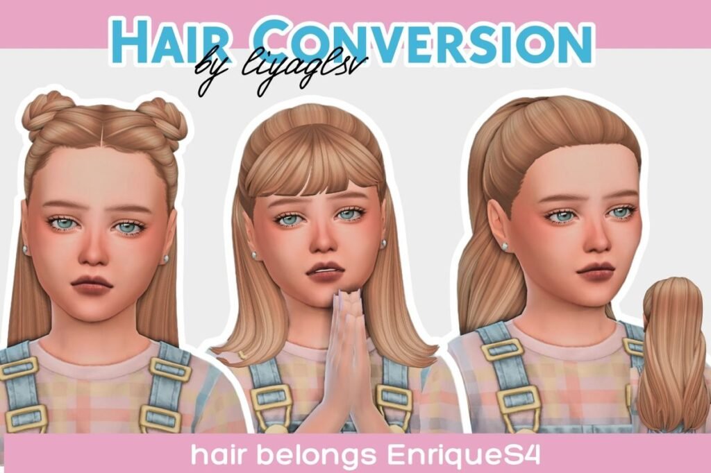 Adult hair conversion for children Sims 4 child hair CC
