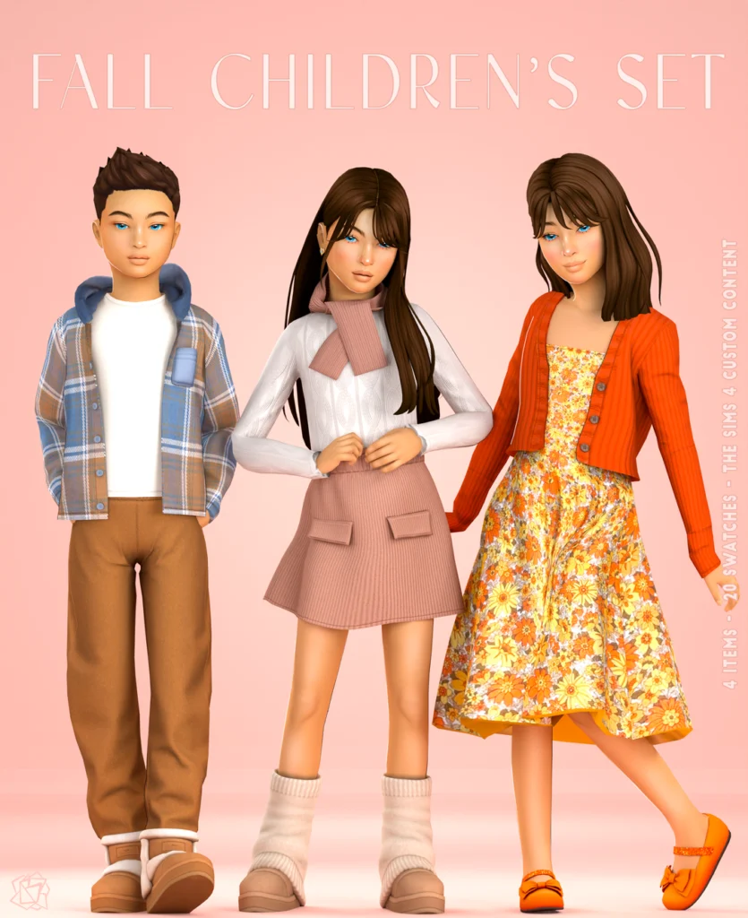 Bluerosesims Fall Children's Set Sims 4 Kids CC