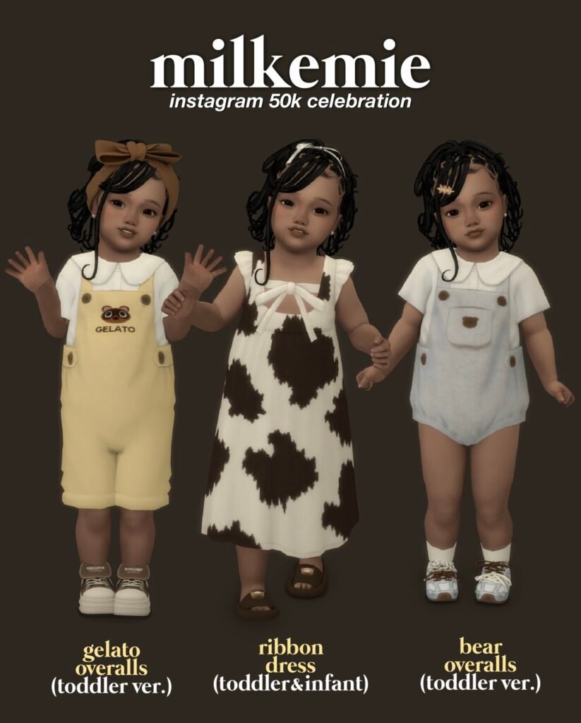 Ribbon Dress by milkemie Sims 4 Kids Dress CC